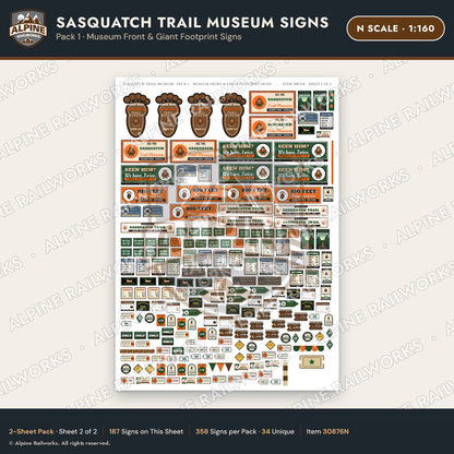 Alpine Railworks 30876N N Scale Roadside Signs - Bigfoot Museum