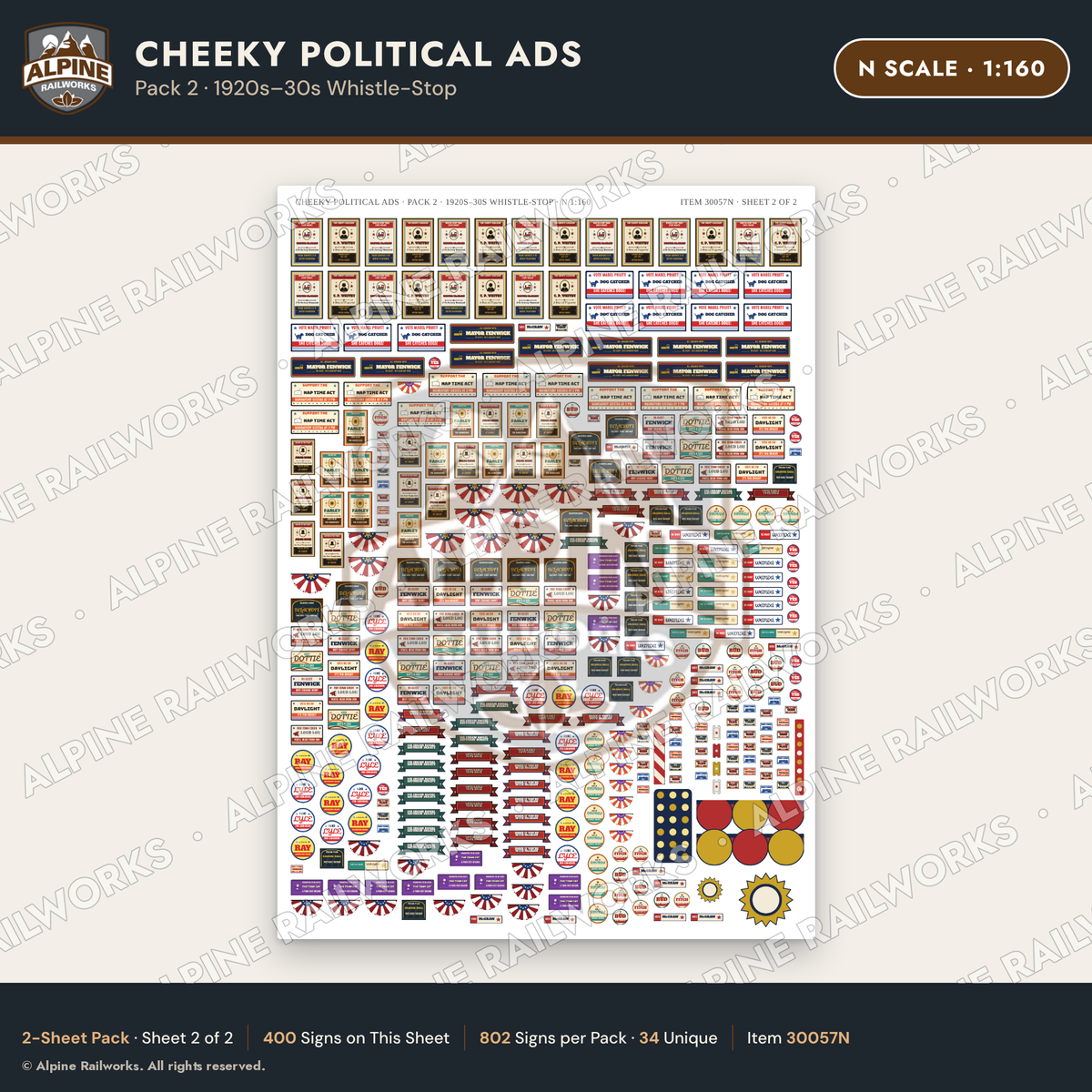 Alpine Railworks 30057N N Scale Cheeky Political Ads