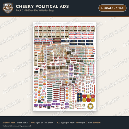 Alpine Railworks 30057N N Scale Cheeky Political Ads