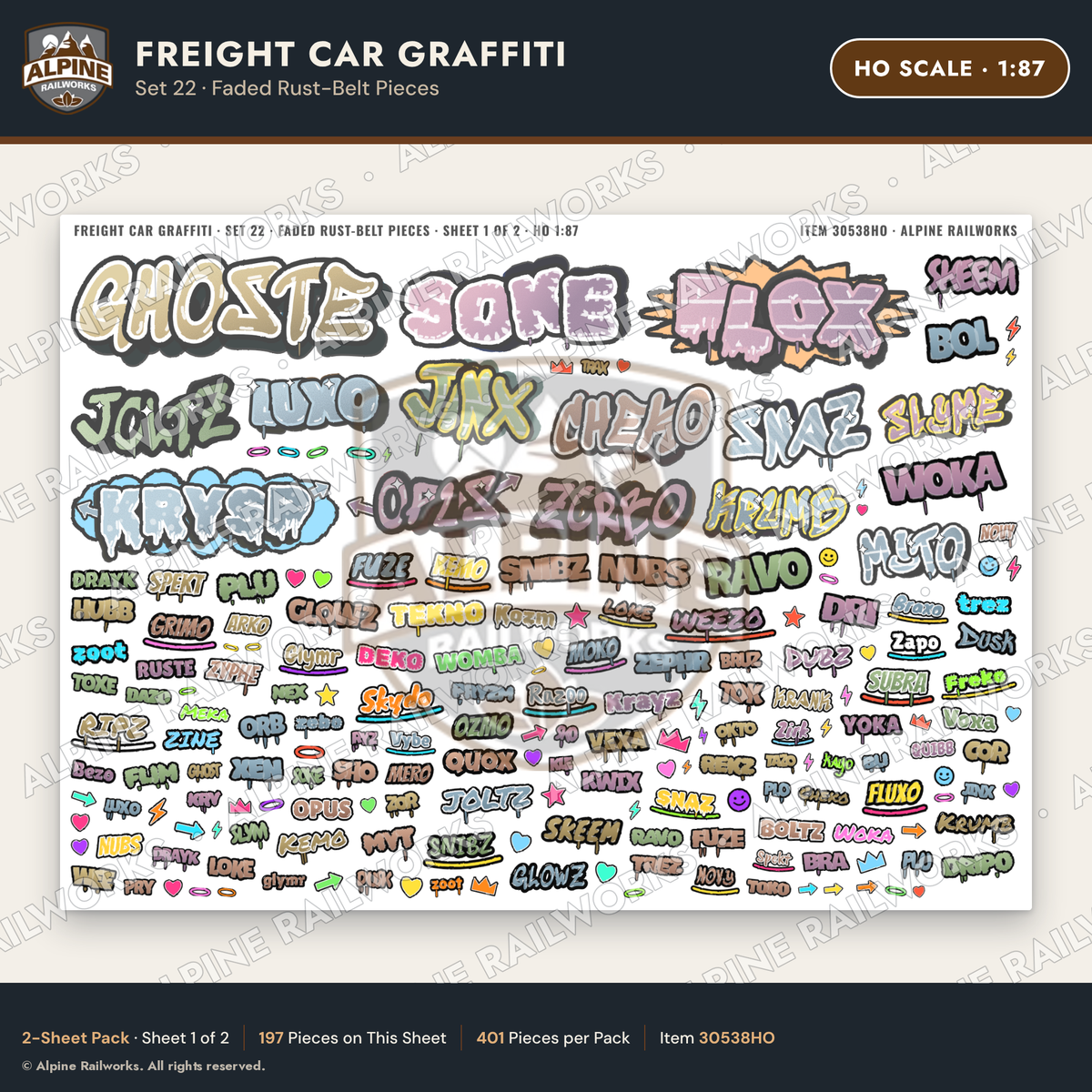 Alpine Railworks 30538HO HO Scale Freight Car Graffiti Cut-Outs
