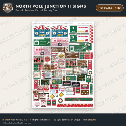 Alpine Railworks 31263HO HO Scale Christmas Town Signs - Reindeer Farm