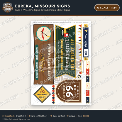 Alpine Railworks 31224G G Scale Eureka MO Signs - Welcome Signs