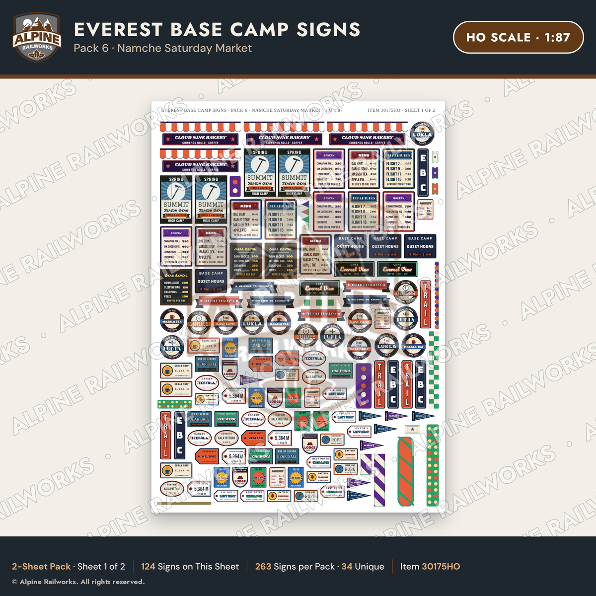 Alpine Railworks 30175HO HO Scale Everest Base Camp Signs