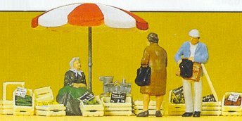 Preiser 10337 HO Scale Vendors -- Market Stall