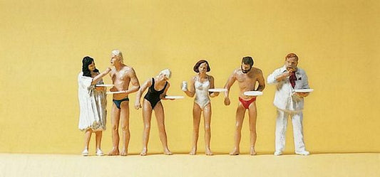 Preiser 10424 HO Scale Recreation & Sports -- Sunbathers Eating pkg(6)