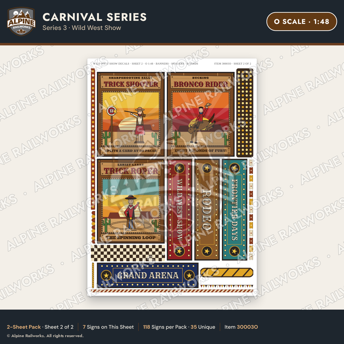 Alpine Railworks 30003O O Scale Carnival Signs - Wild West Show