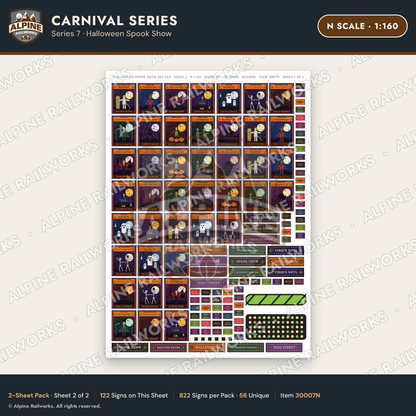 Alpine Railworks 30007N N Scale Carnival Signs - Halloween Spook Show