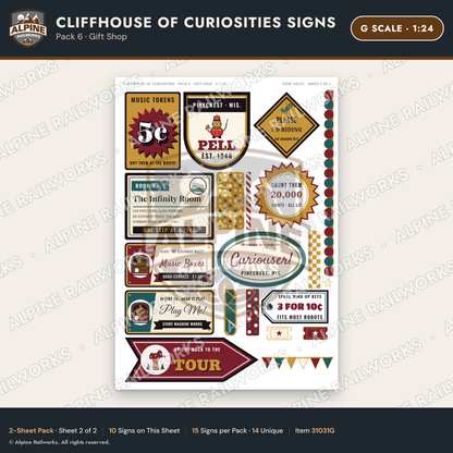 Alpine Railworks 31031G G Scale Roadside Signs - Curiosity House