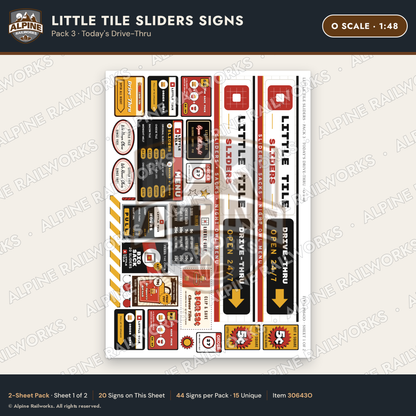 Alpine Railworks 30643O O Scale Fast Food Signs - Slider Burgers