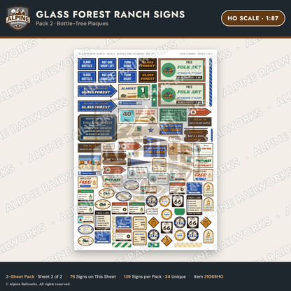 Alpine Railworks 31069HO HO Scale Roadside Signs - Bottle Tree Ranch