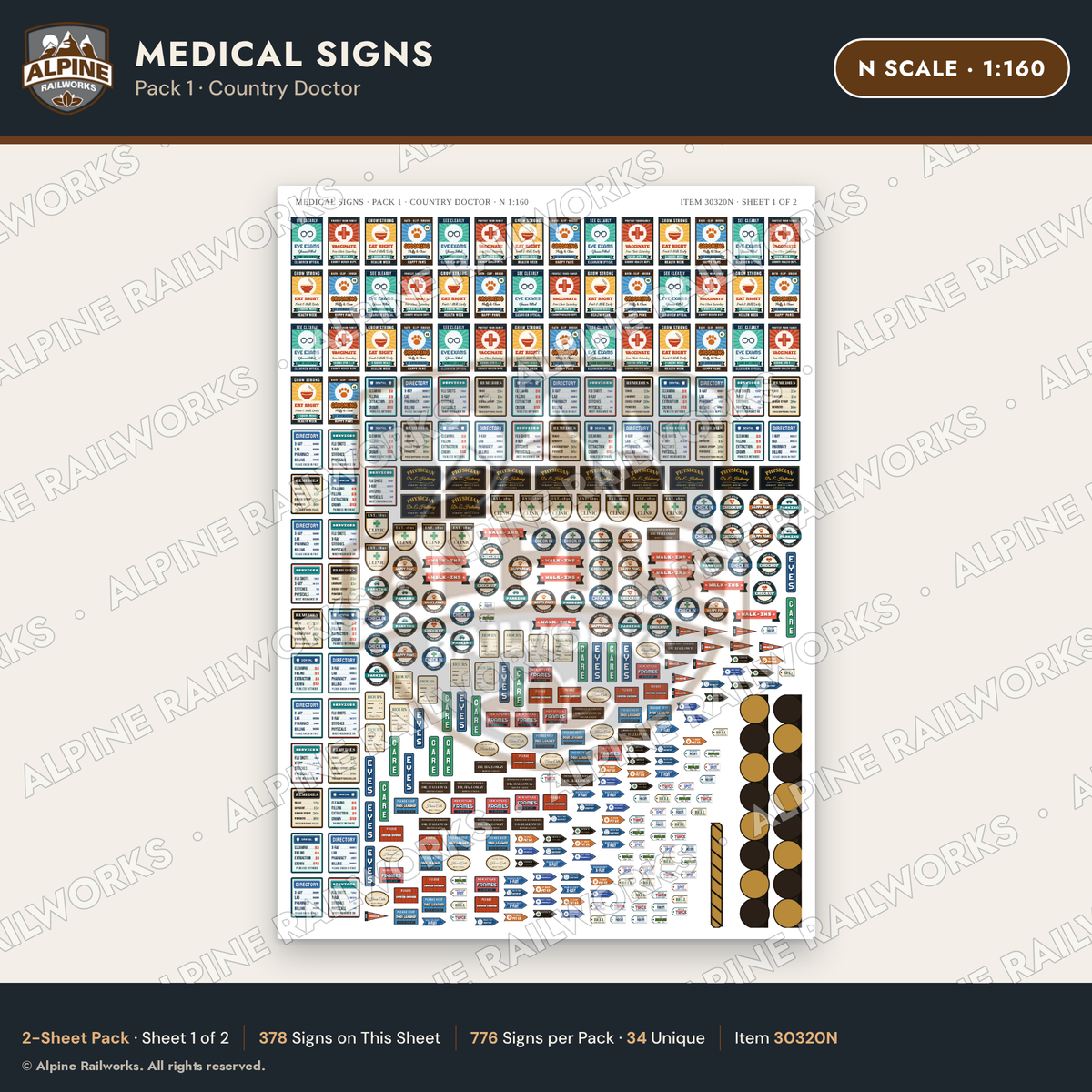 Alpine Railworks 30320N N Scale Medical Signs - Country Doctor