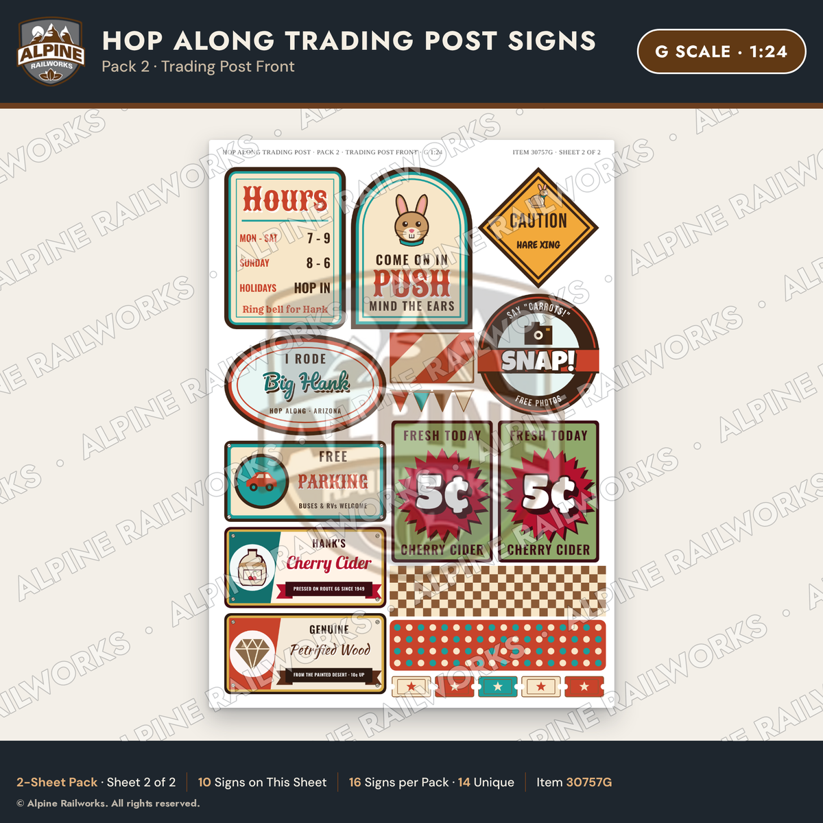 Alpine Railworks 30757G G Scale Roadside Signs - Trading Post