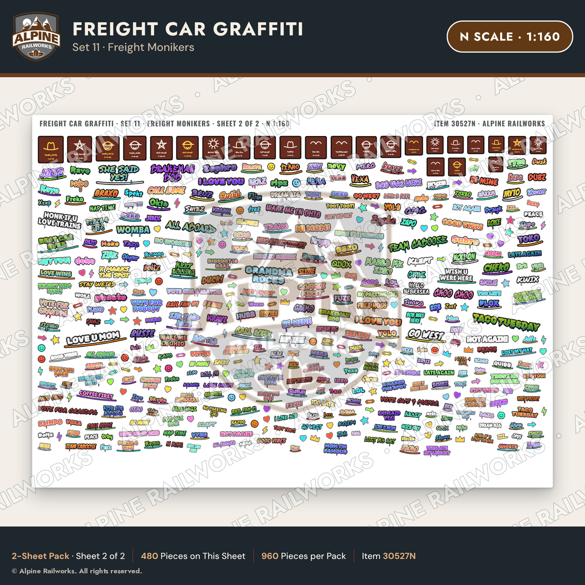 Alpine Railworks 30527N N Scale Freight Car Graffiti Cut-Outs