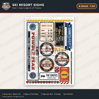 Alpine Railworks 30242G G Scale Ski Resort Signs - Base Lodge