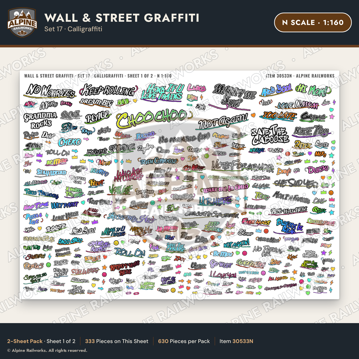 Alpine Railworks 30533N N Scale Wall & Street Graffiti Cut-Outs
