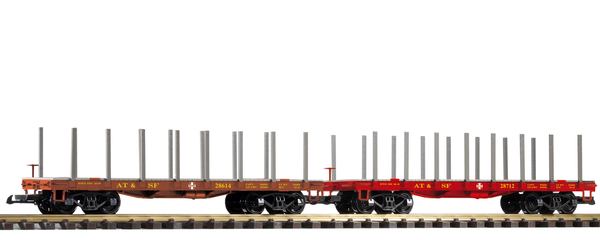 Piko 38773 G Scale SF Flatcar with Stakes 2-Pack