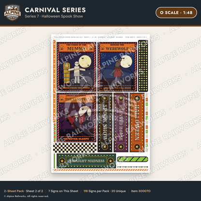 Alpine Railworks 30007O O Scale Carnival Signs - Halloween Spook Show