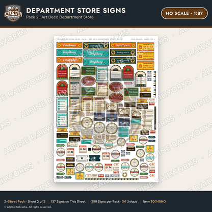 Alpine Railworks 30045HO HO Scale Department Store Signs