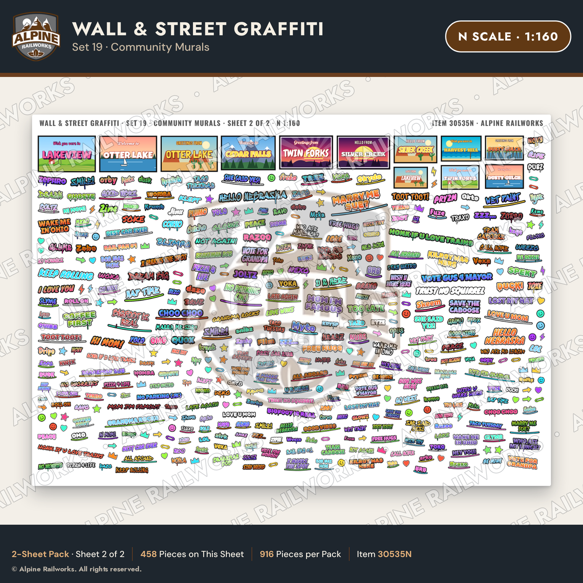 Alpine Railworks 30535N N Scale Wall & Street Graffiti Cut-Outs
