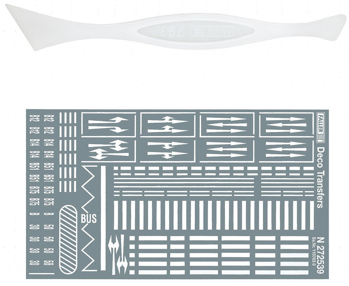 Faller 272451 N Scale Roadway Markings Rub-On Decal Set