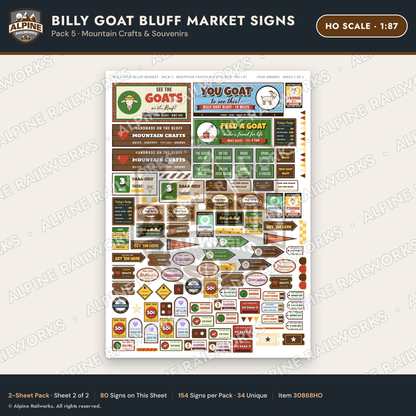 Alpine Railworks 30868HO HO Scale Roadside Signs - Goats on the Roof