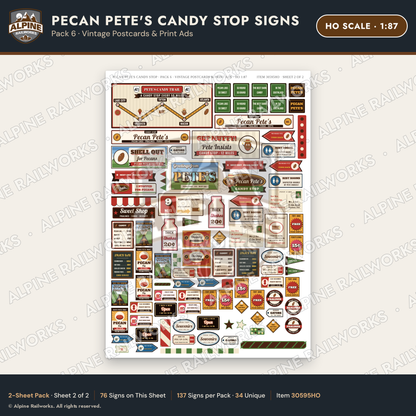 Alpine Railworks 30595HO HO Scale Roadside Signs - Pecan Candy Stop