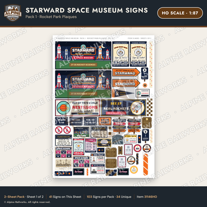 Alpine Railworks 31146HO HO Scale Roadside Signs - Space Museum