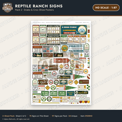 Alpine Railworks 31129HO HO Scale Roadside Signs - Reptile Zoo