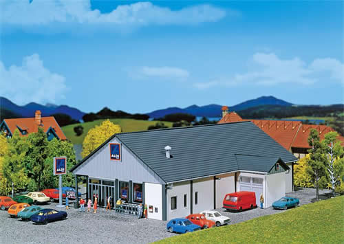 Faller 232204 N Scale Aldi Supermarket - Kit -- 5 x 7-5/16 x 2-3/16"