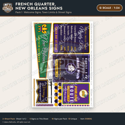 Alpine Railworks 31380G G Scale French Quarter Signs - Welcome Signs
