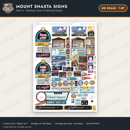 Alpine Railworks 30741HO HO Scale Tourist Signs - Mount Shasta