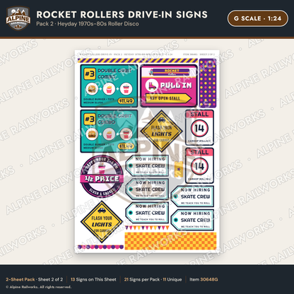 Alpine Railworks 30648G G Scale Fast Food Signs - Carhop Drive-In