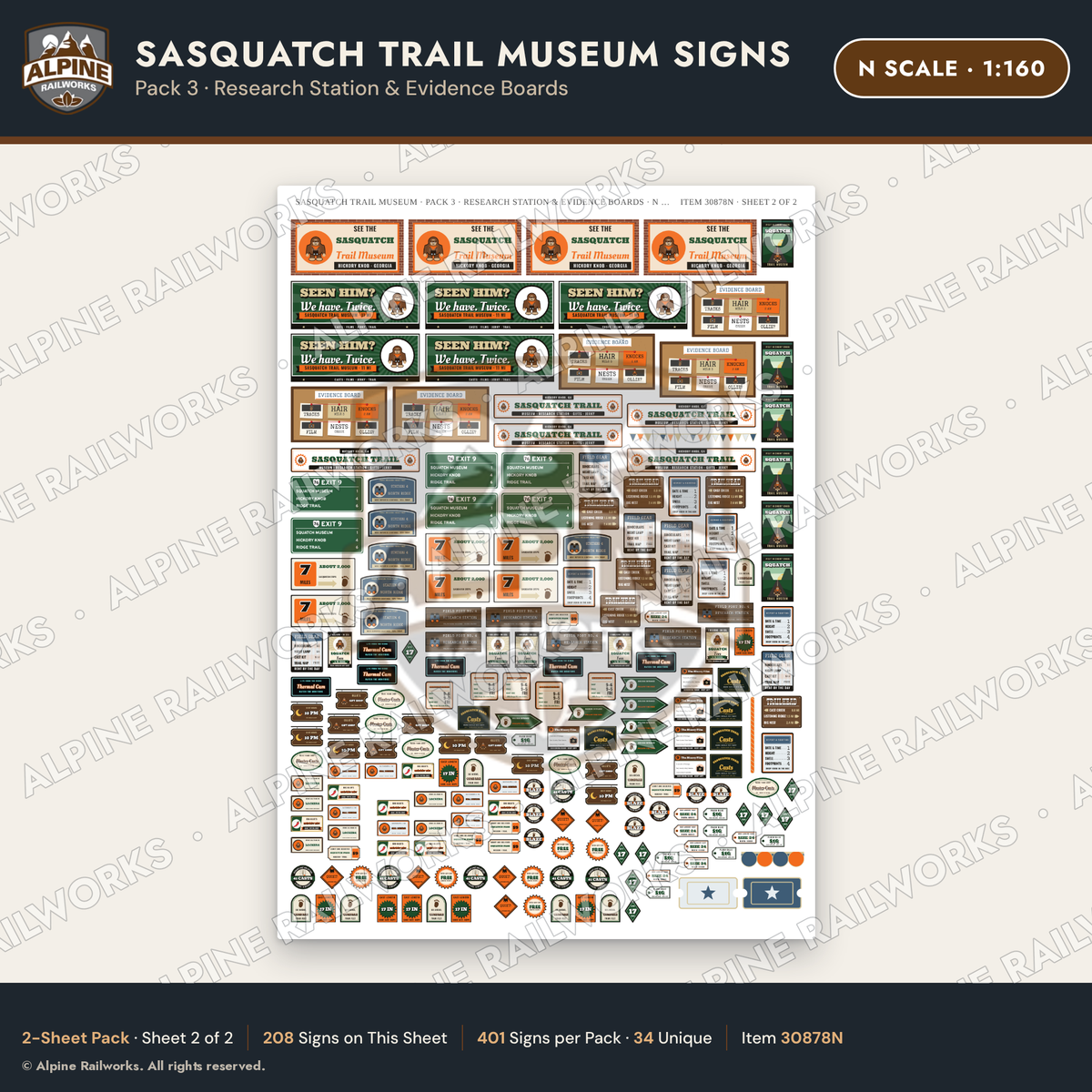 Alpine Railworks 30878N N Scale Roadside Signs - Bigfoot Museum