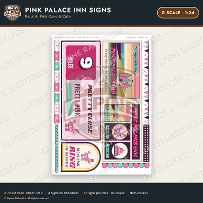 Alpine Railworks 31041G G Scale Roadside Signs - Pink Themed Motel