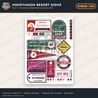 Alpine Railworks 30702G G Scale Honeymoon Resort Signs - Horseback
