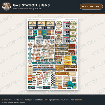 Alpine Railworks 30014HO HO Scale Gas Station Signs