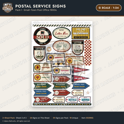 Alpine Railworks 30296G G Scale Postal Service Signs