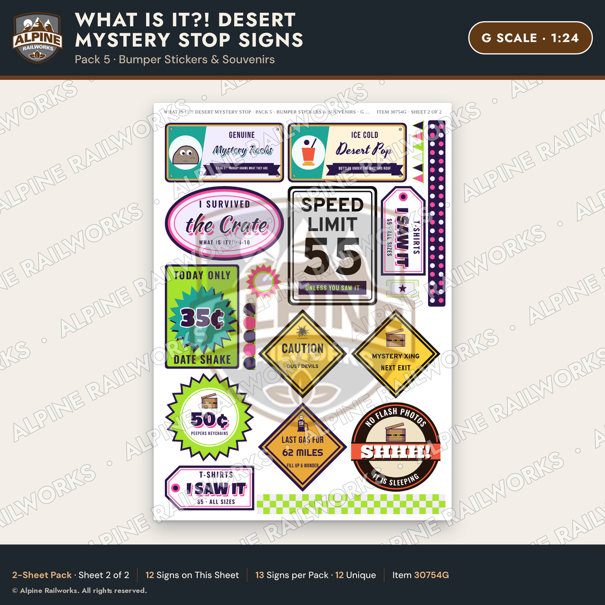 Alpine Railworks 30754G G Scale Roadside Signs - Desert Mystery Stop