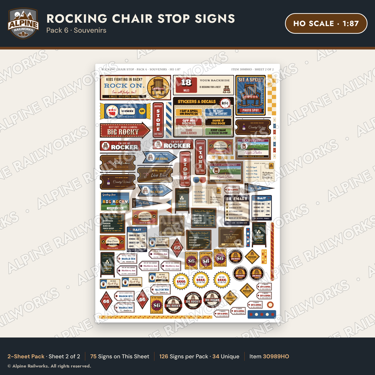 Alpine Railworks 30989HO HO Scale Roadside Signs - Giant Rocking Chair