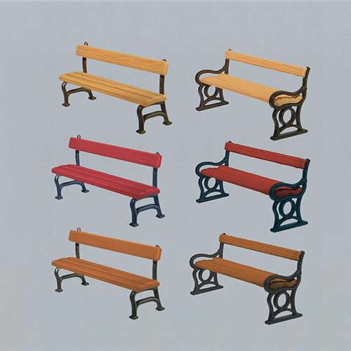 Faller 180443 HO Scale Park Benches -- Assorted Colors pkg(12)