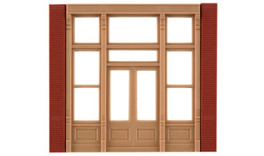 Design Preservation Models 30141 HO Scale Modular Building System(TM) -- Street Level Wall Sections w/Victorian Entry - Kit