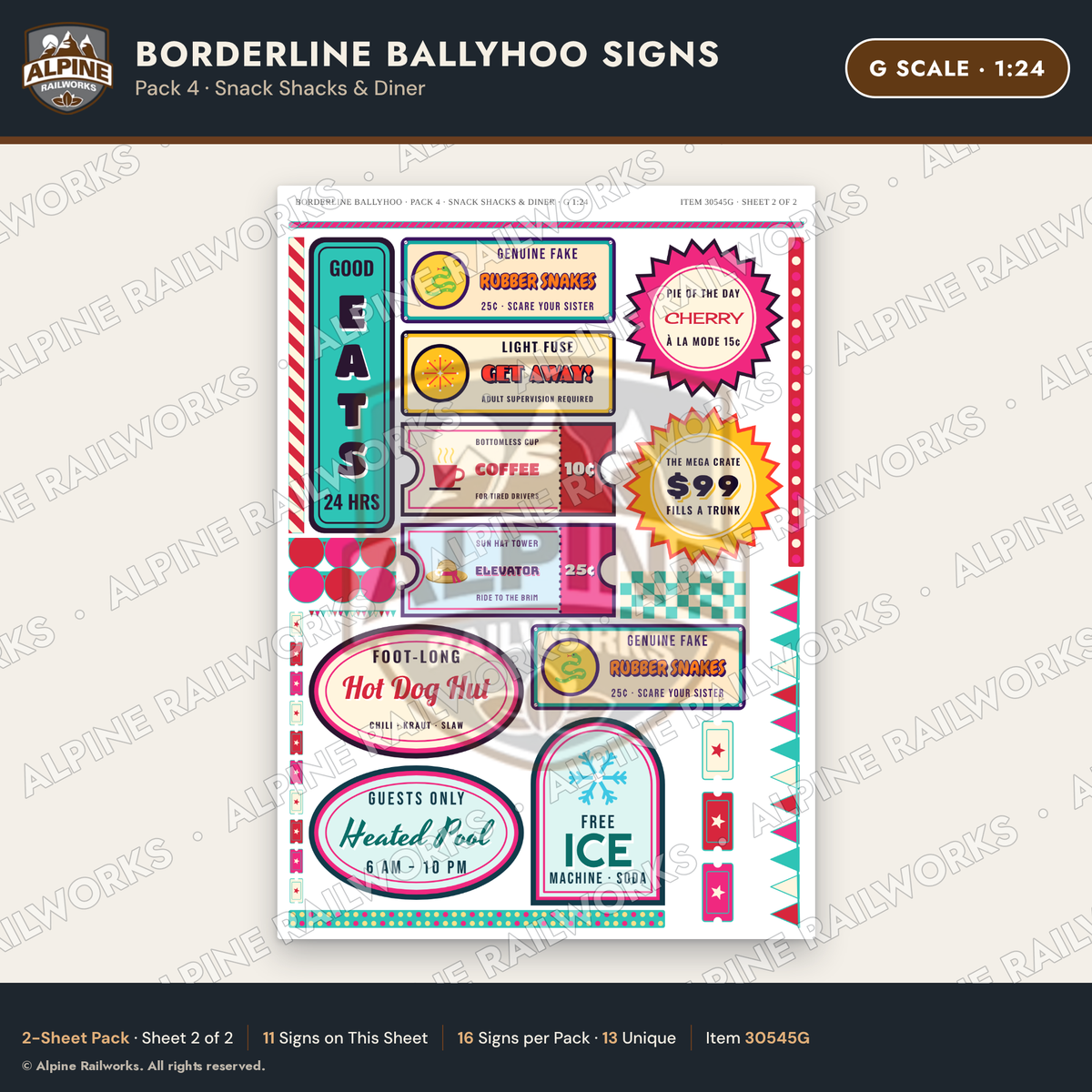 Alpine Railworks 30545G G Scale Roadside Signs - Border Tourist Stop