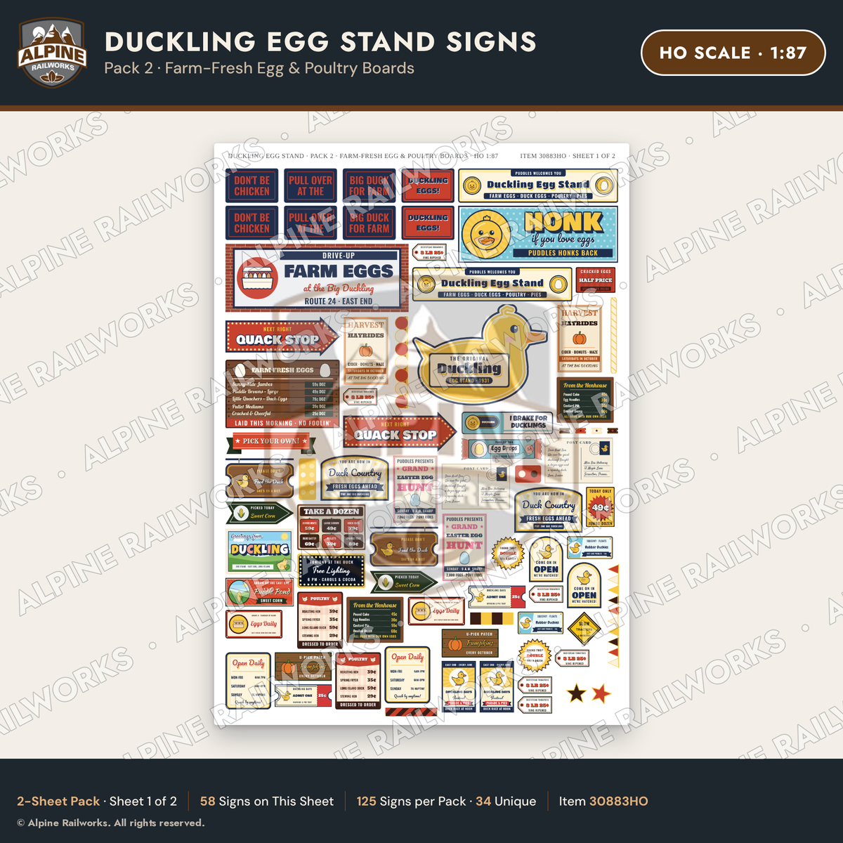 Alpine Railworks 30883HO HO Scale Roadside Signs - Giant Duck