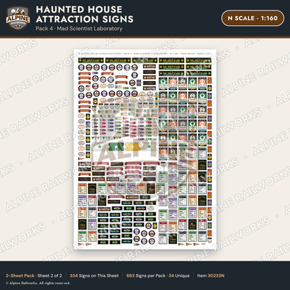 Alpine Railworks 30233N N Scale Haunted House Attraction Signs