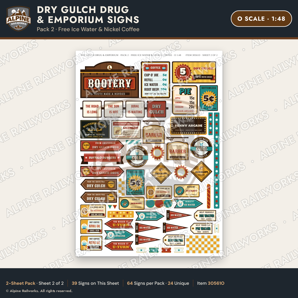 Alpine Railworks 30561O O Scale Roadside Signs - Western Drug Store
