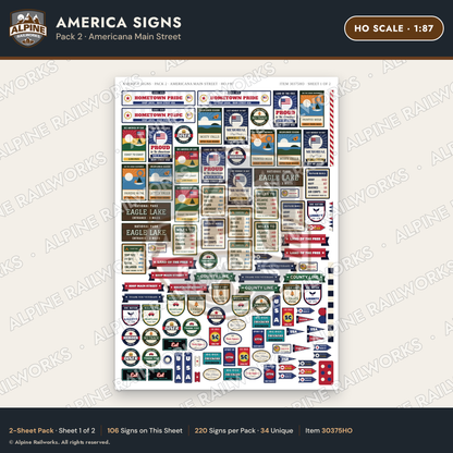 Alpine Railworks 30375HO HO Scale America Signs