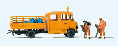 Preiser 33262 HO Scale L 407 D Crew-Cab Low-Side Delivery Truck - Assembled