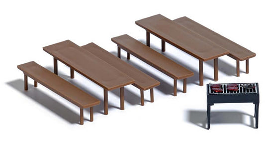 Busch 7782 HO Scale Beer Grill w/Benches & Tables