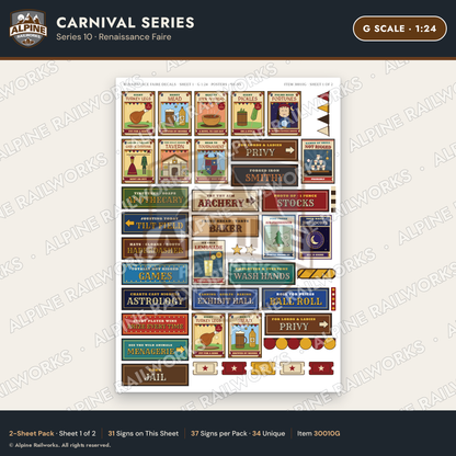 Alpine Railworks 30010G G Scale Carnival Signs - Renaissance Faire