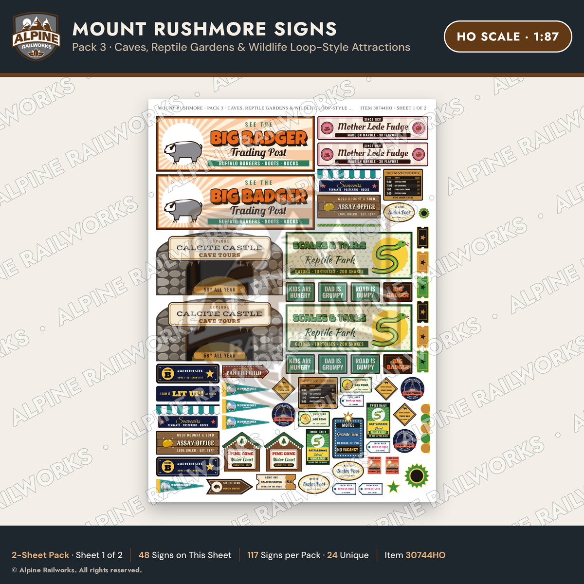 Alpine Railworks 30744HO HO Scale Tourist Signs - Mount Rushmore
